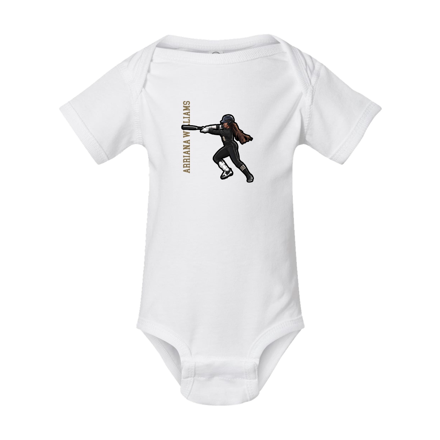 Baby Onesie — Name Vertical in White