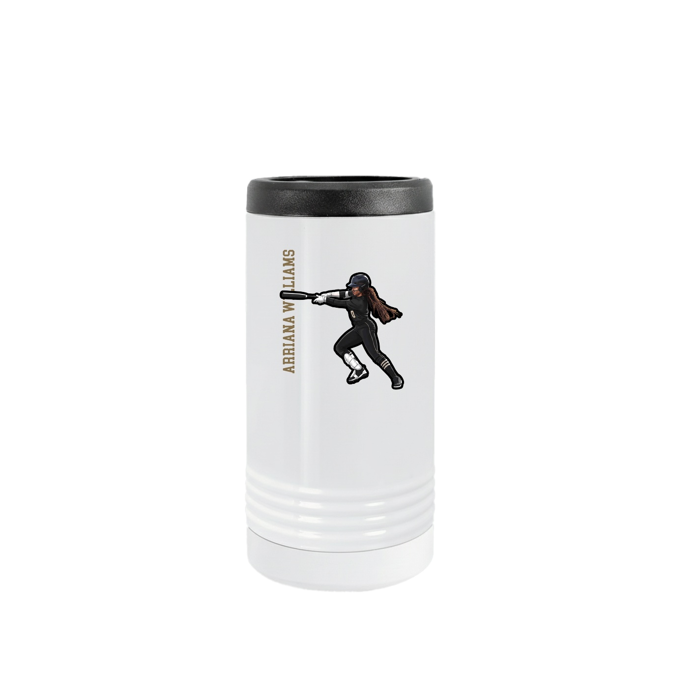 Slim Beverage Holder — Name Vertical in White
