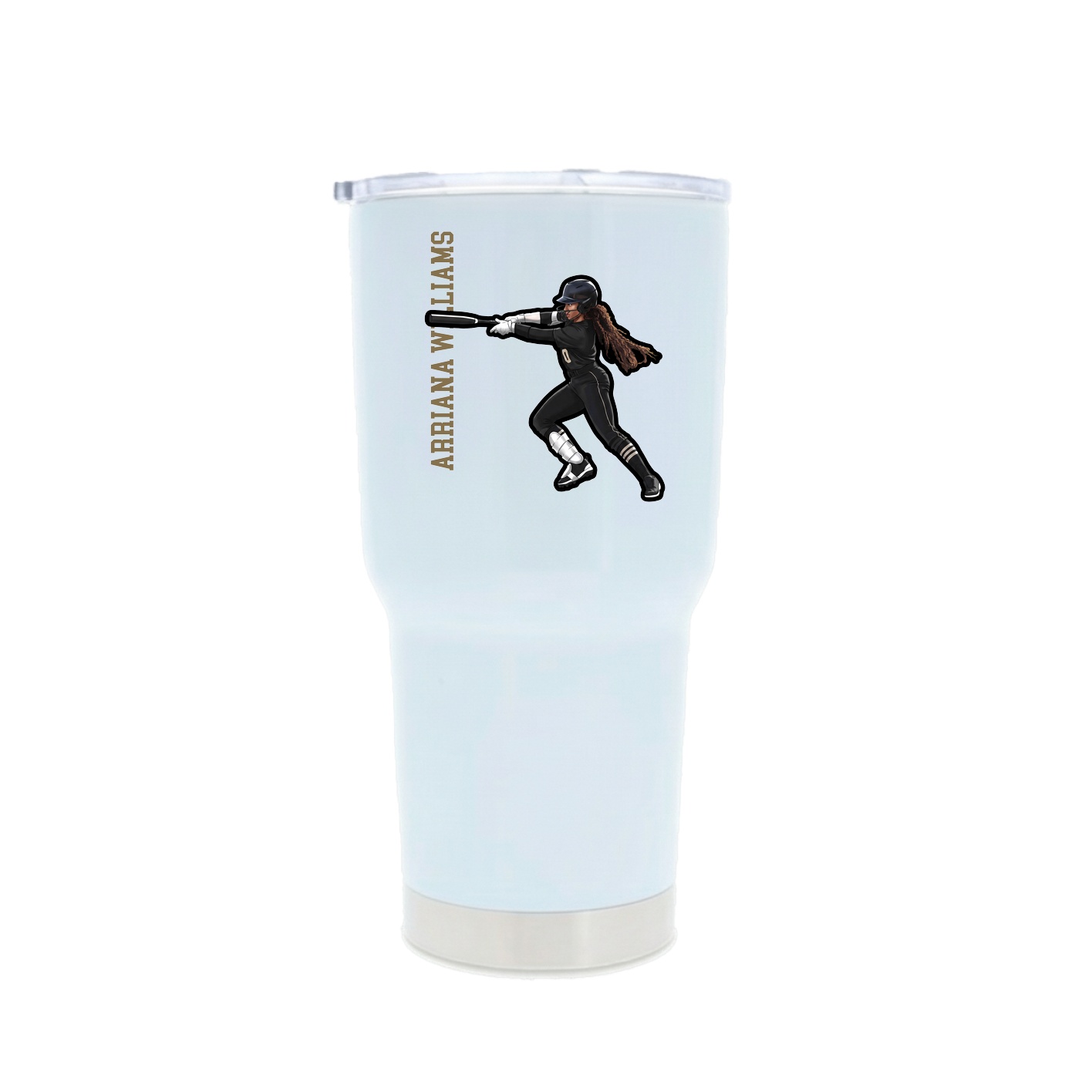 30oz Stainless Steel Tumbler — Name Vertical in White