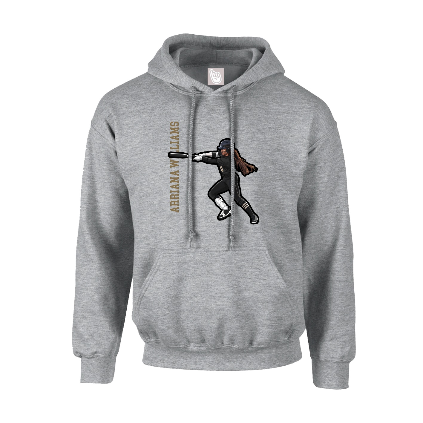Hoodie — Name Vertical in Grey