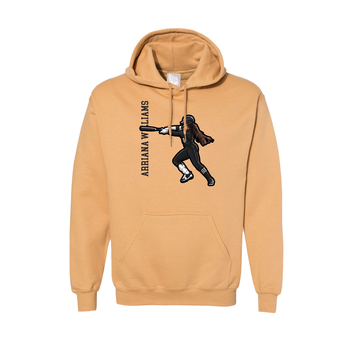 Hoodie — Name Vertical in Vegas Gold