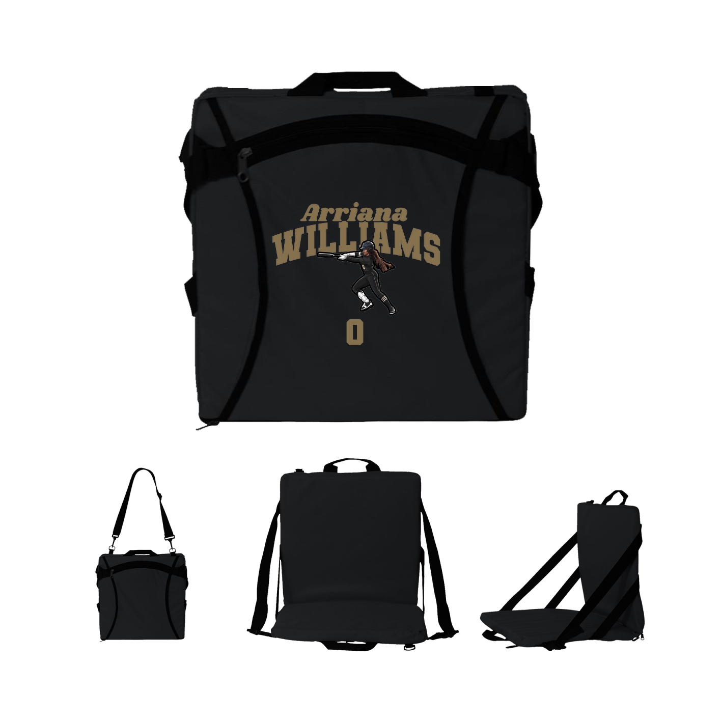 Folding Stadium Seat — Signature Arch in Black