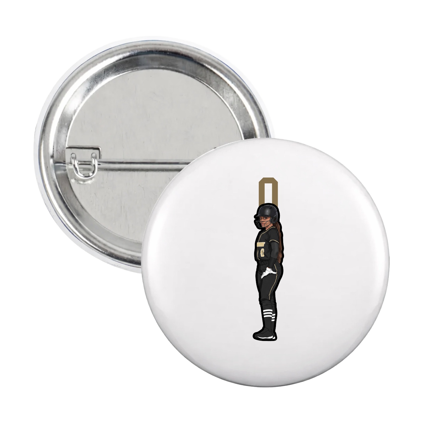 Game Day Button — Number Top in White