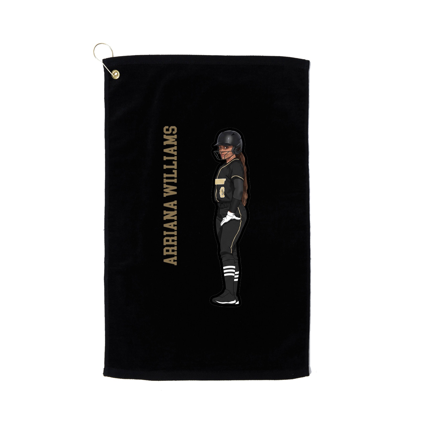 Golf Towel — Name Vertical in Black