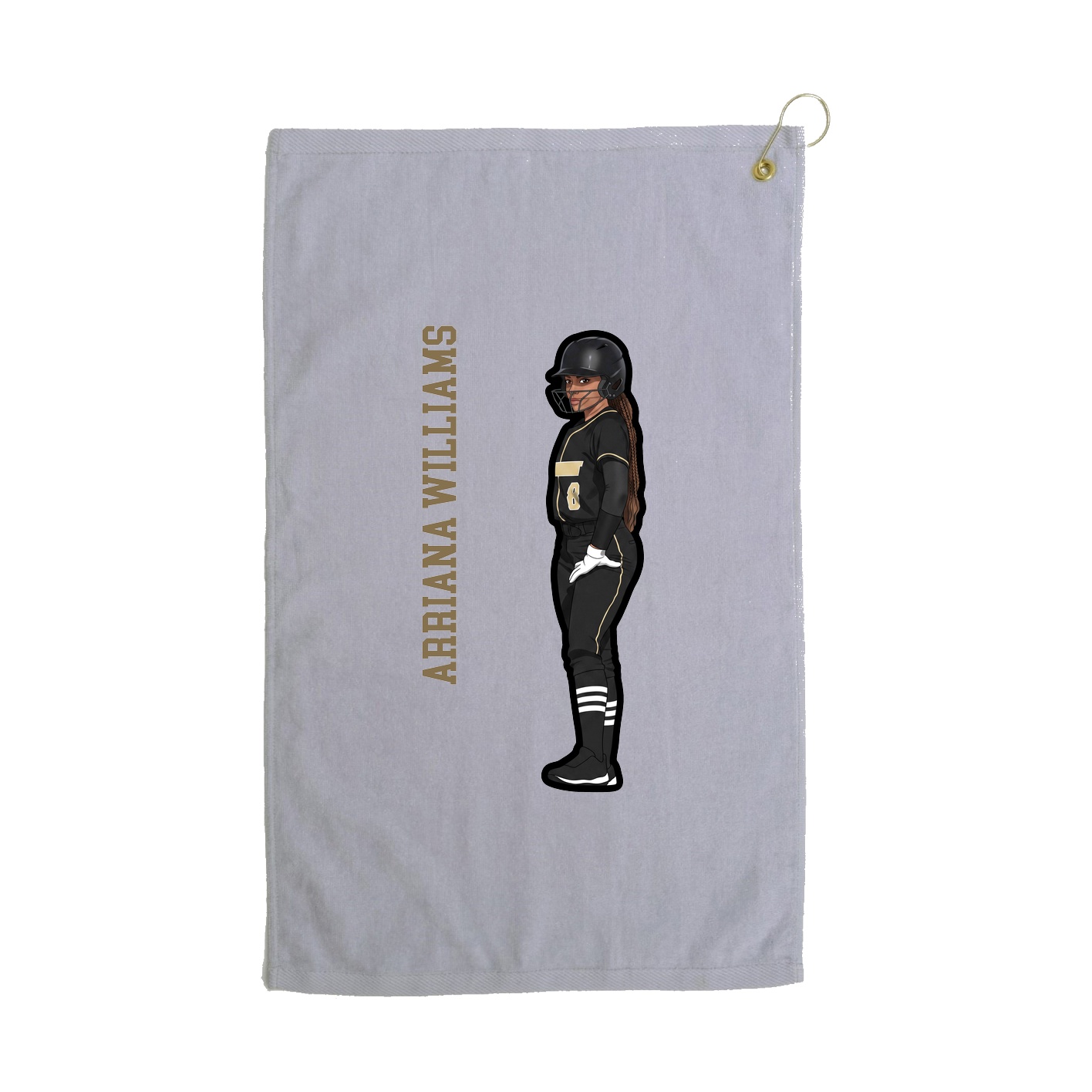 Golf Towel — Name Vertical in Grey