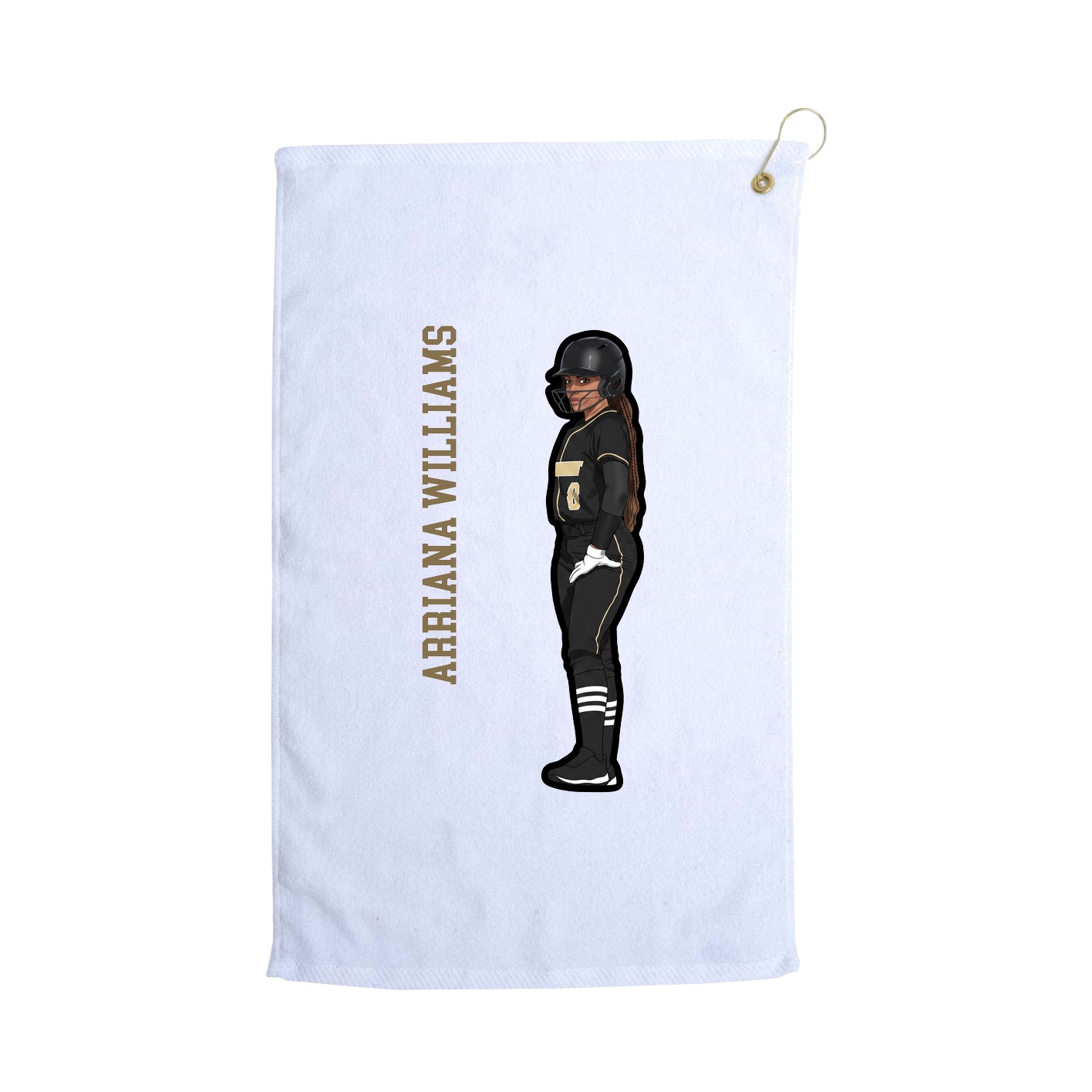 Golf Towel — Name Vertical in White
