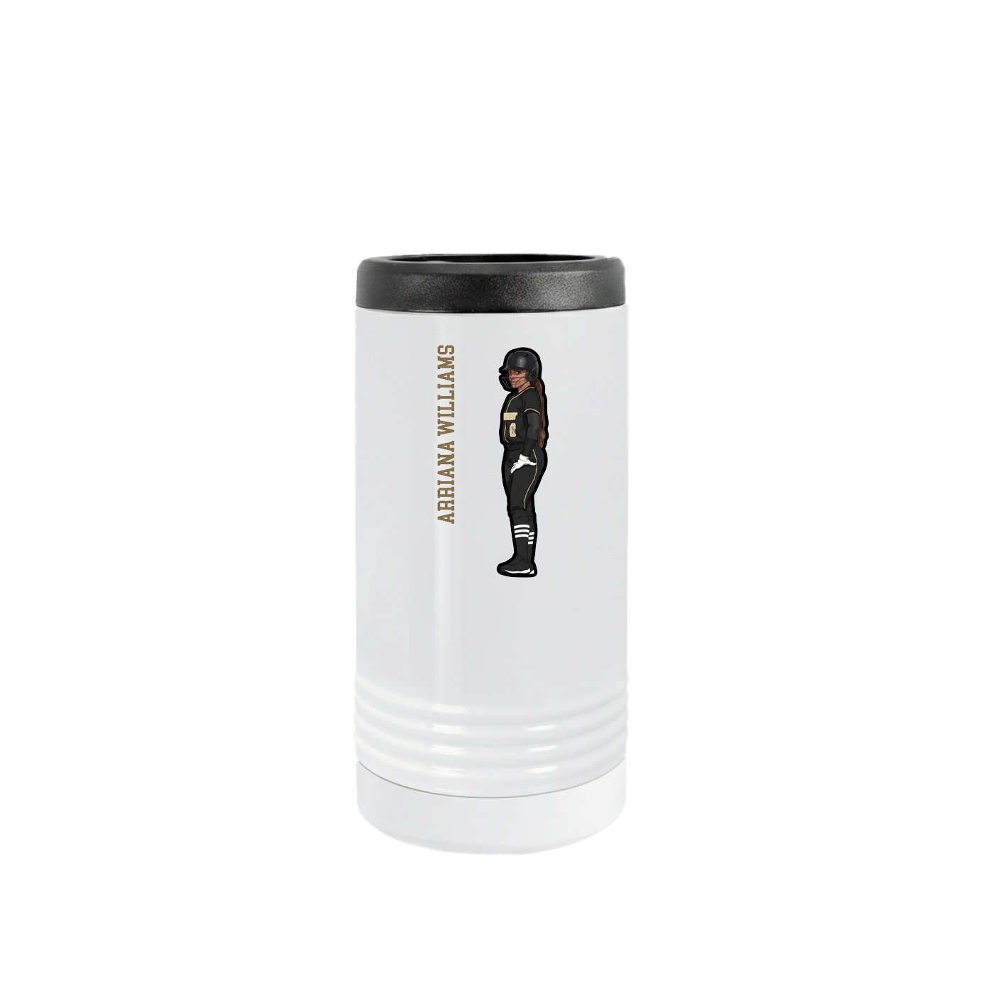 Slim Beverage Holder — Name Vertical in White