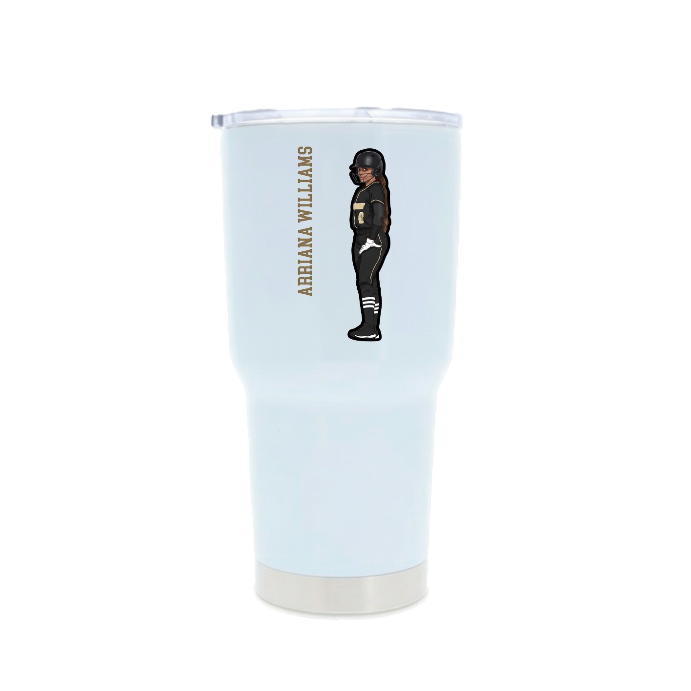 30oz Stainless Steel Tumbler — Name Vertical in White