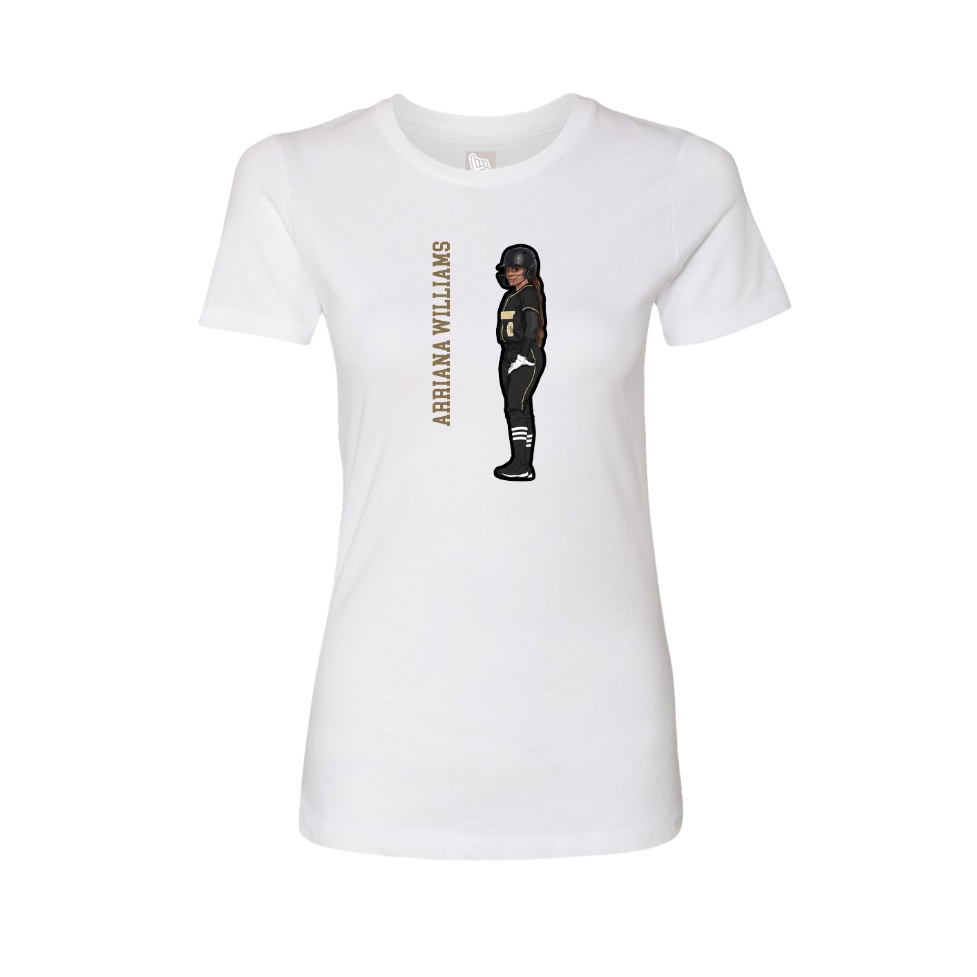 Womens Tee — Name Vertical in White