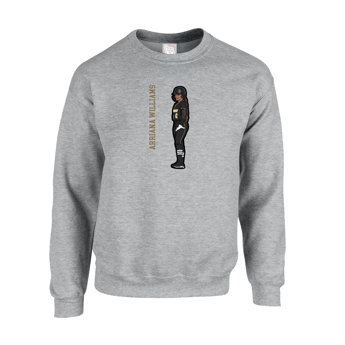 Fleece Crew — Name Vertical in Grey