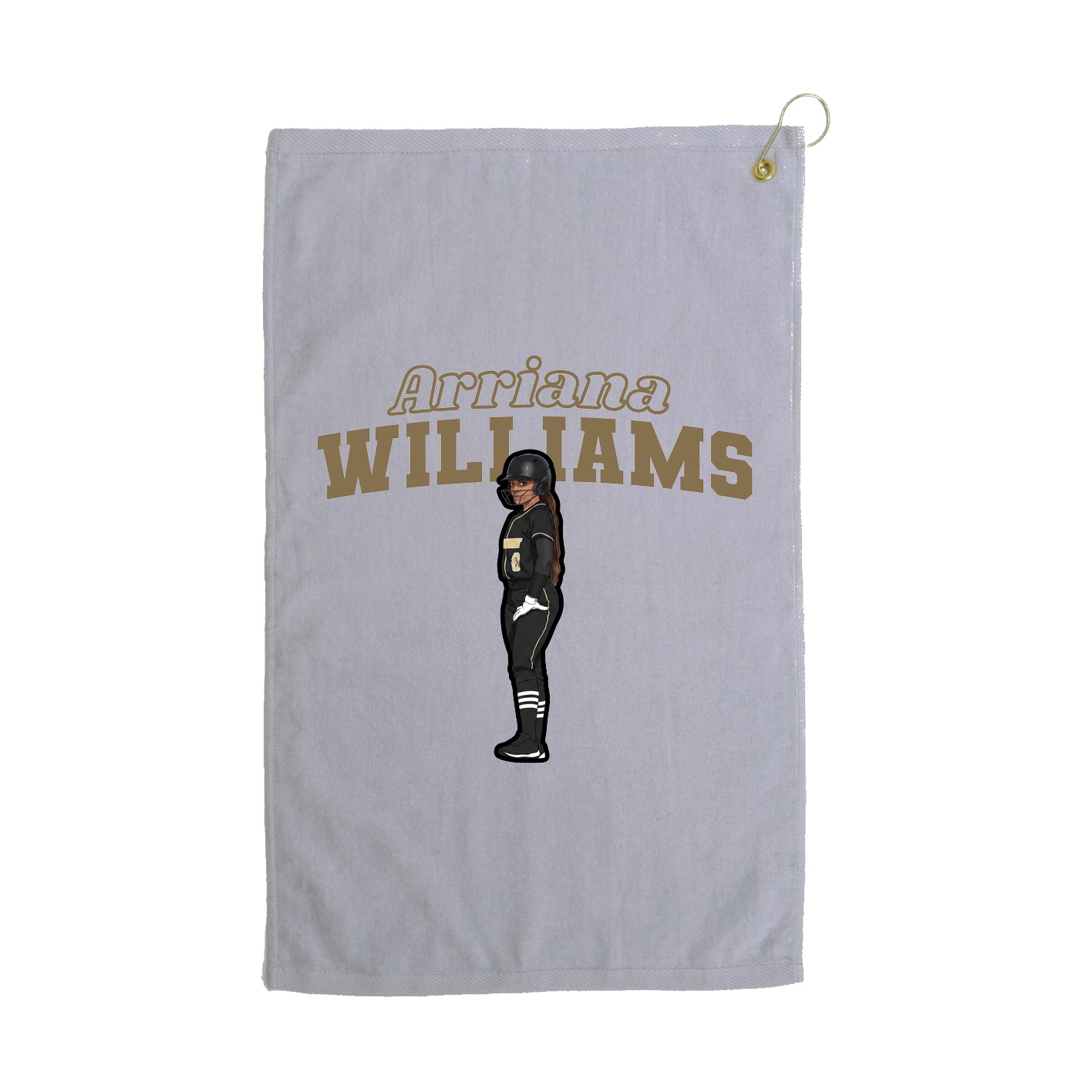 Golf Towel — Name Arch in Grey