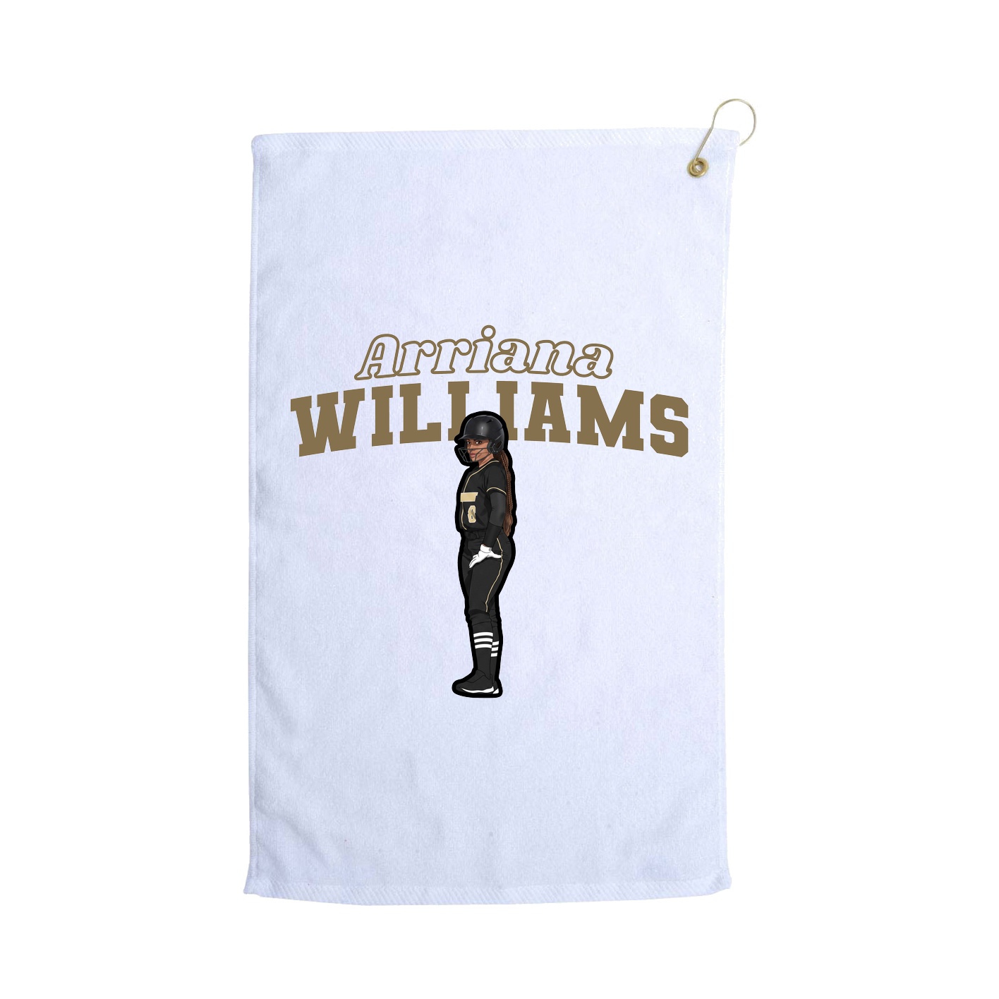 Golf Towel — Name Arch in White