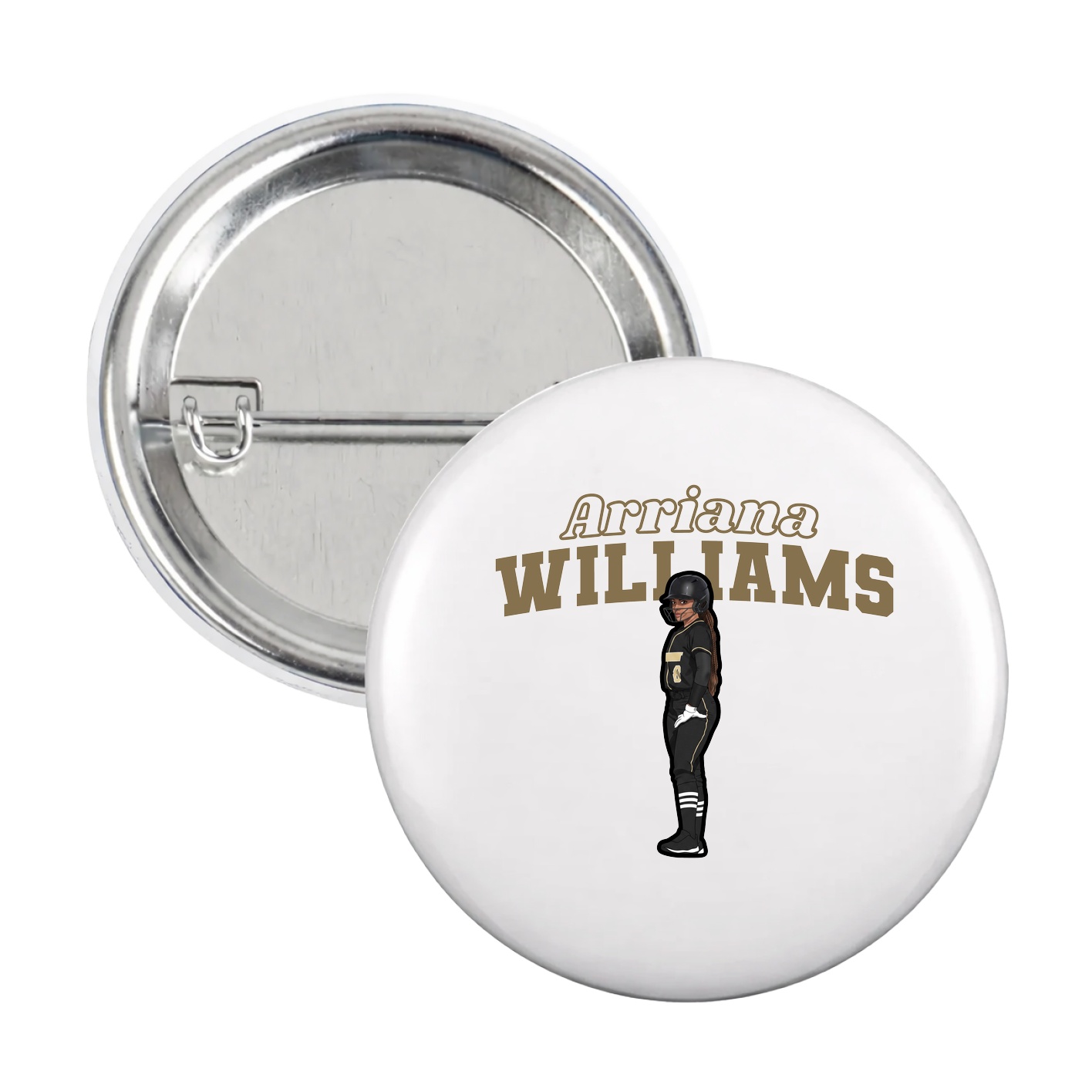 Game Day Button — Name Arch in White