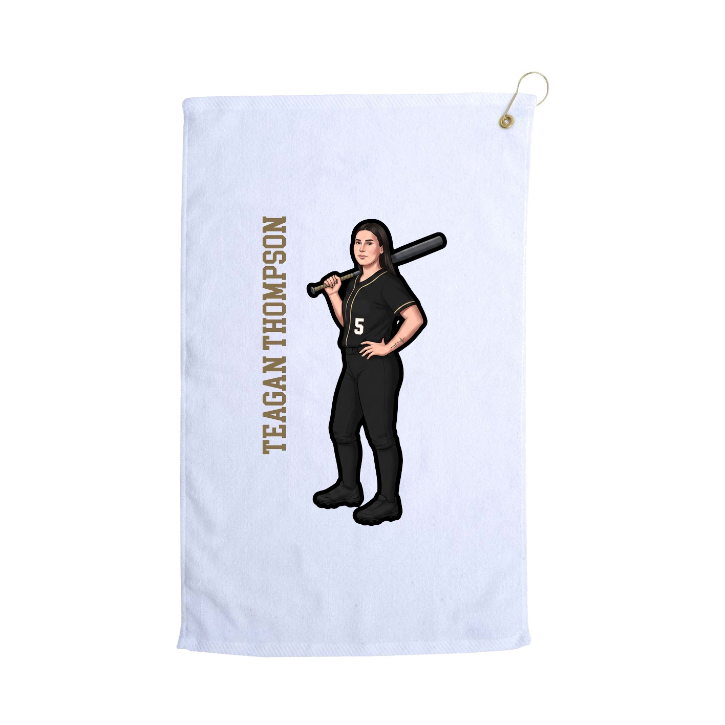 Golf Towel — Name Vertical in White
