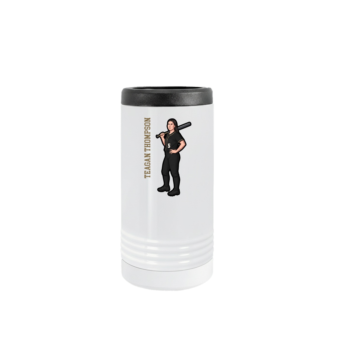 Slim Beverage Holder — Name Vertical in White
