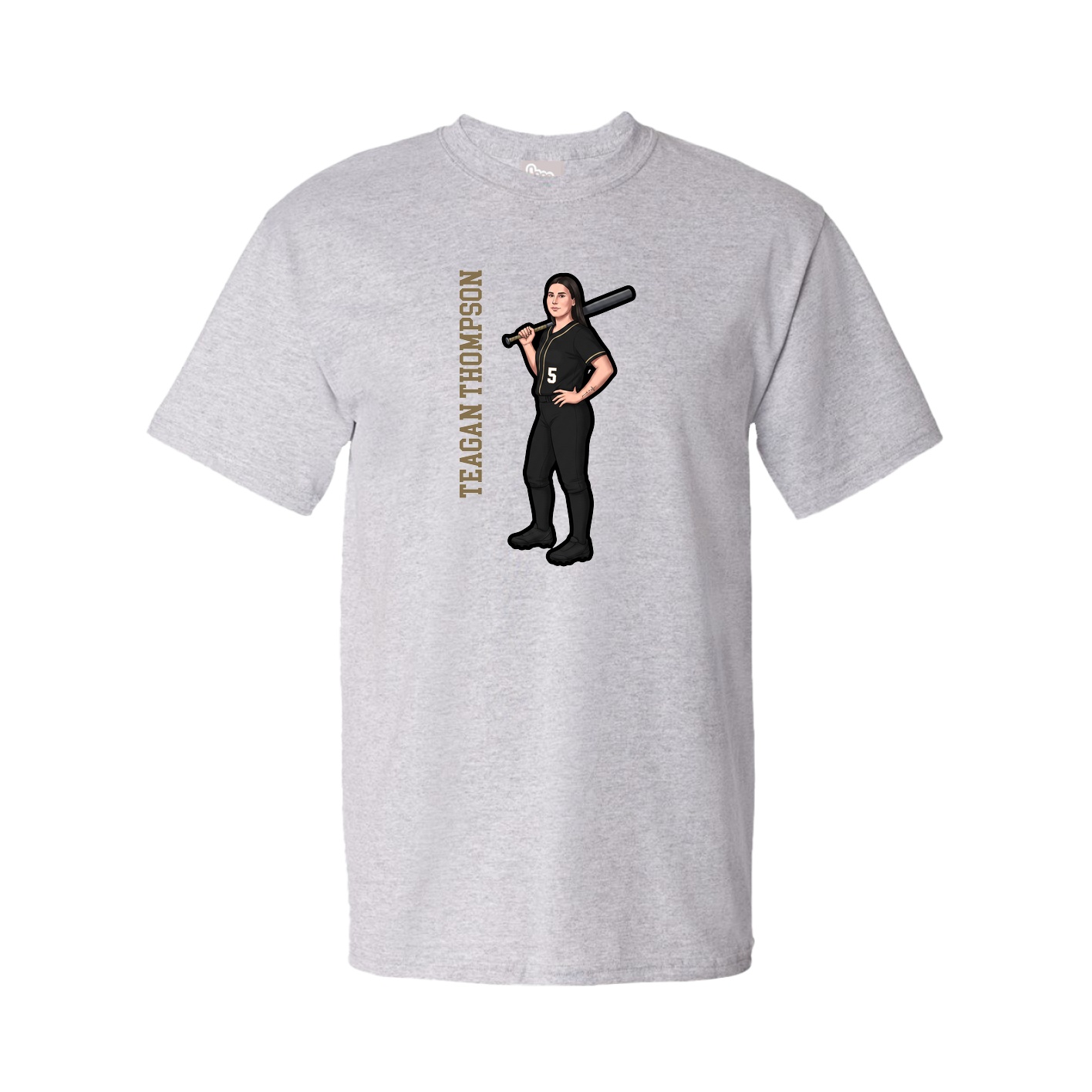 Youth Tee — Name Vertical in Grey