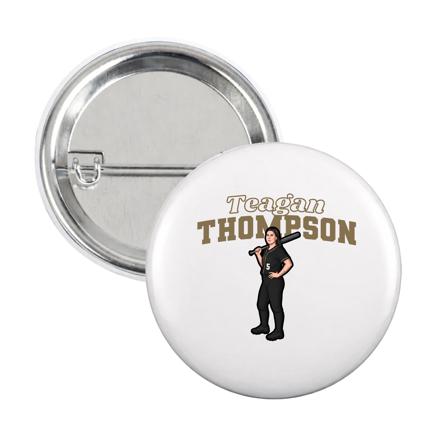 Game Day Button — Name Arch in White