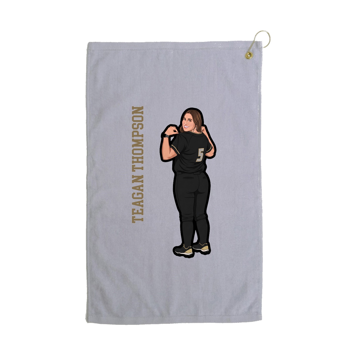 Golf Towel — Name Vertical in Grey