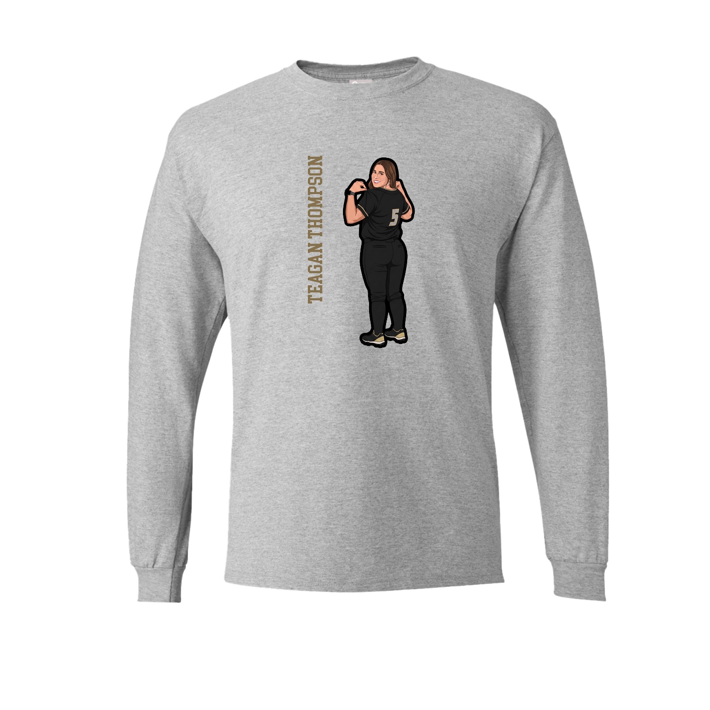 Long Sleeve Tee — Name Vertical in Grey