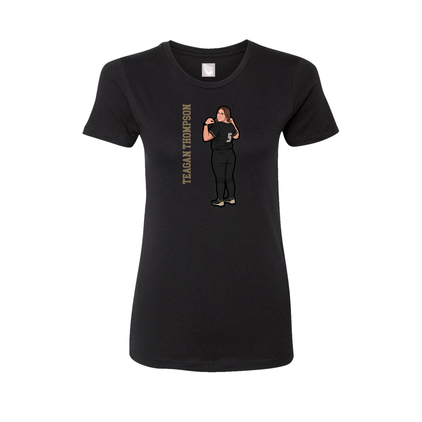 Fitted Women's Tee — Name Vertical in Black