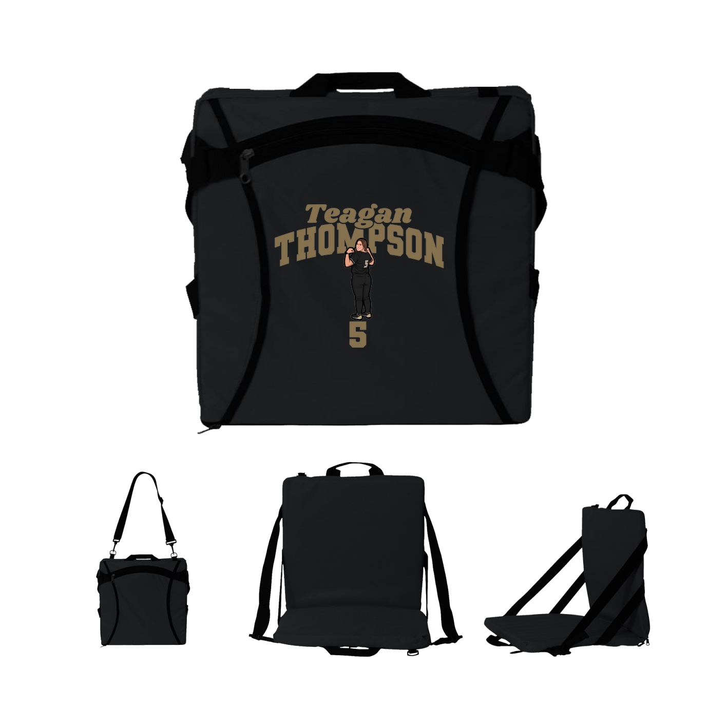 Folding Stadium Seat — Signature Arch in Black