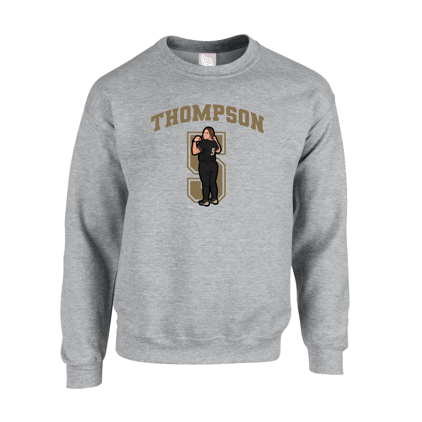 Fleece Crew — Number in Grey