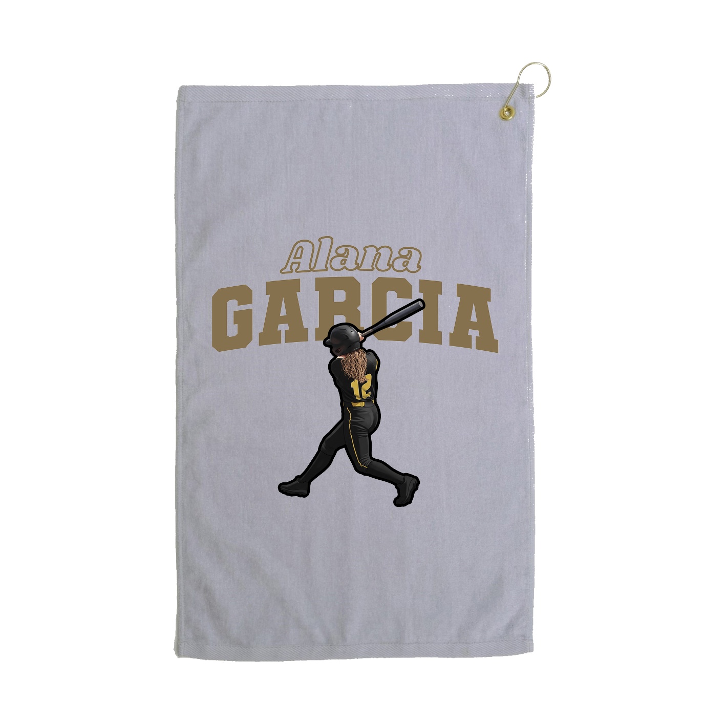 Golf Towel — Name Arch in Grey