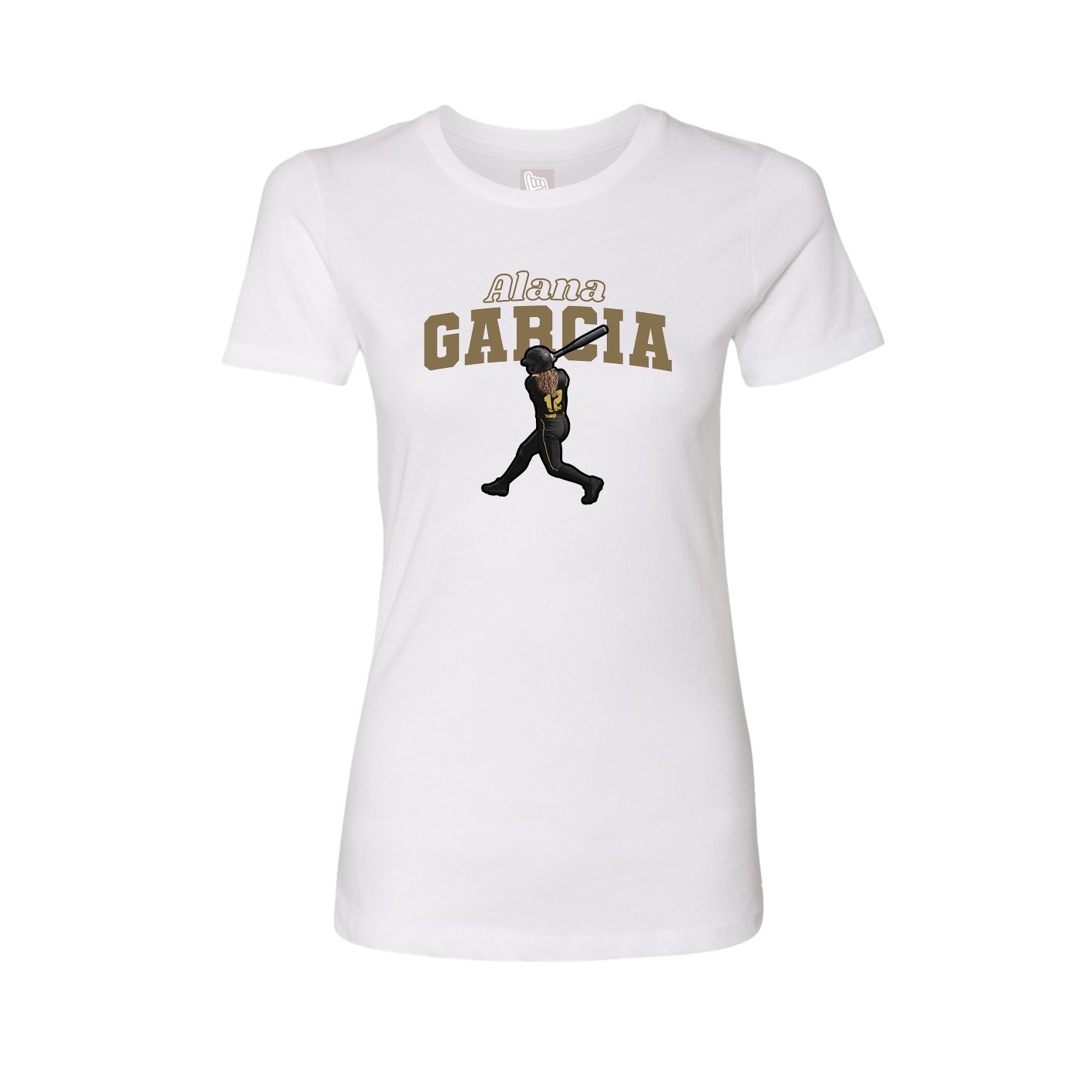 Fitted Women's Tee — Name Arch in White