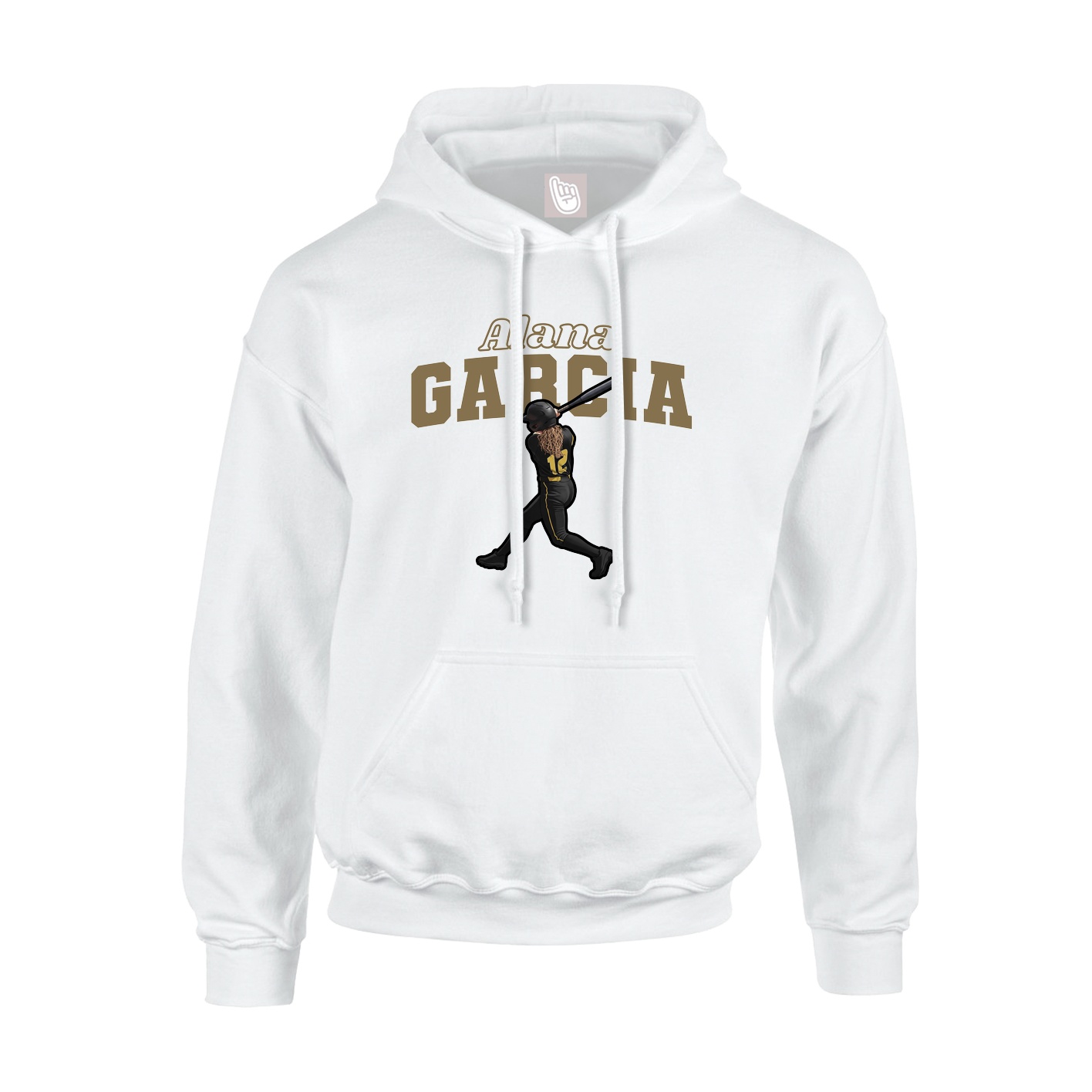 Youth Hoodie — Name Arch in White