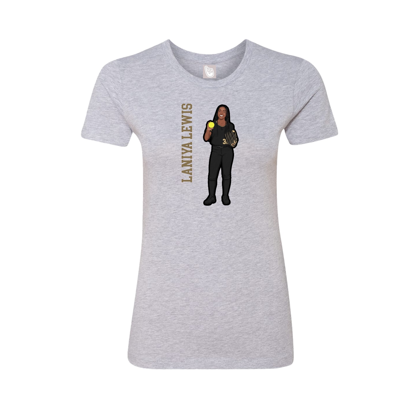 Fitted Women's Tee — Name Vertical in Grey