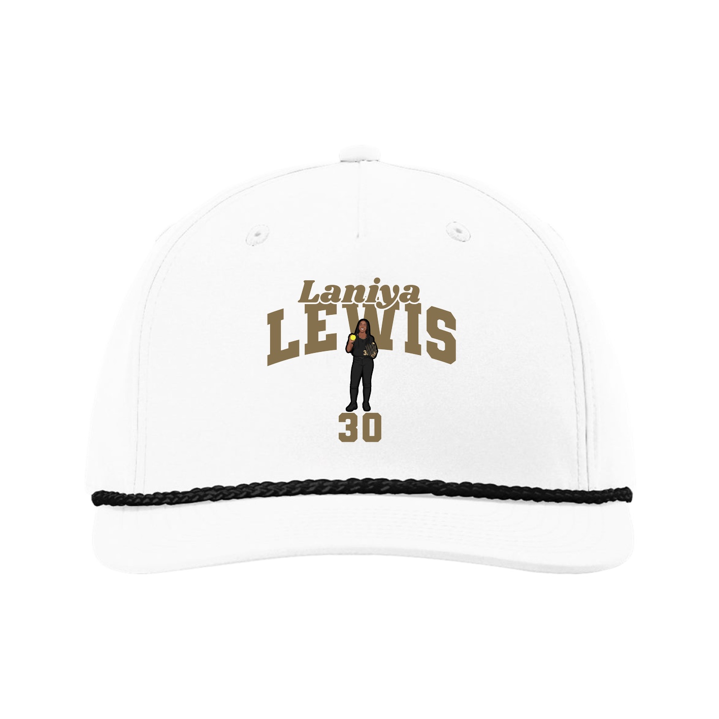 Five-Panel Classic Rope Cap — Signature Arch in White