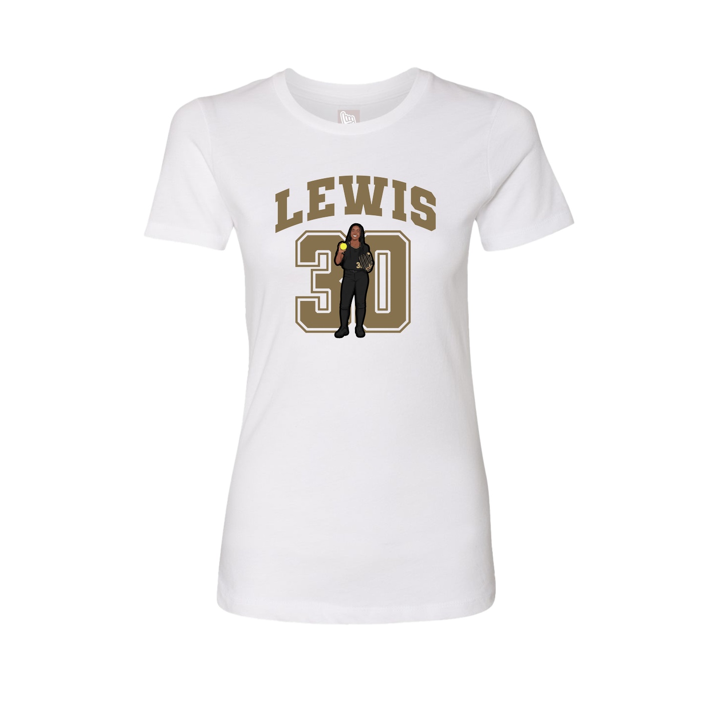 Fitted Women's Tee — Number in White