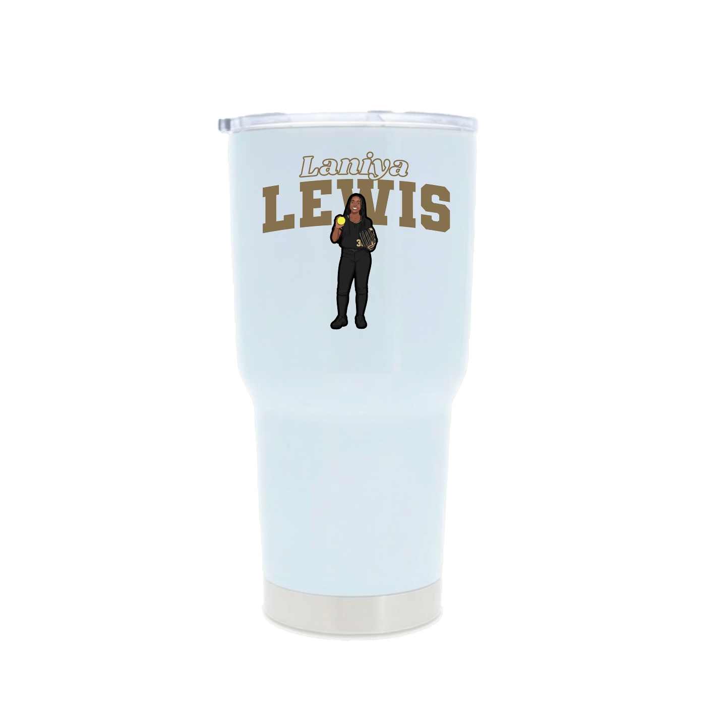 30oz Stainless Steel Tumbler — Name Arch in White