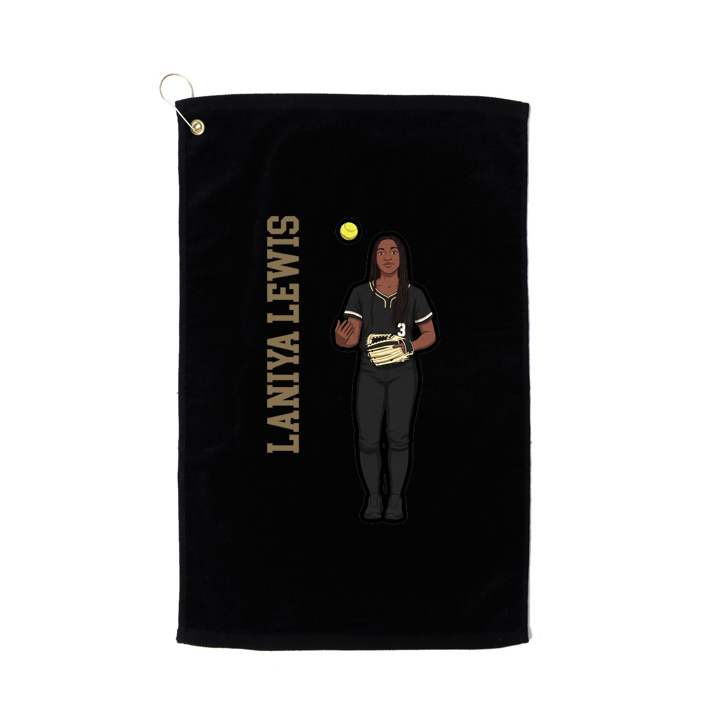 Golf Towel — Name Vertical in Black