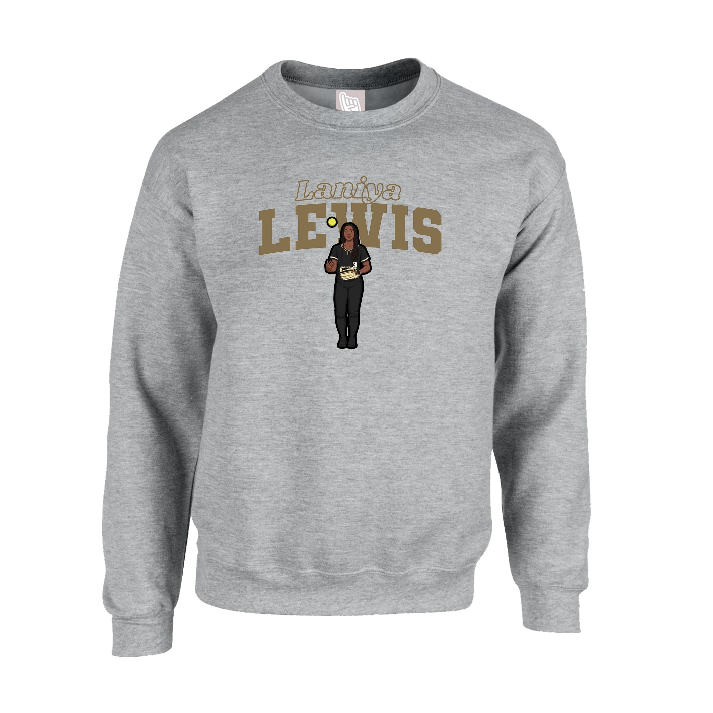 Fleece Crew — Name Arch in Grey