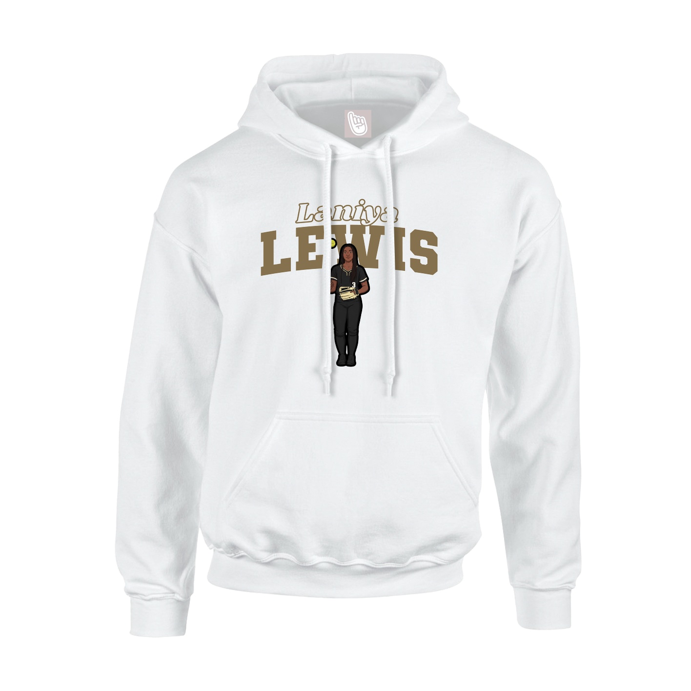 Youth Hoodie — Name Arch in White