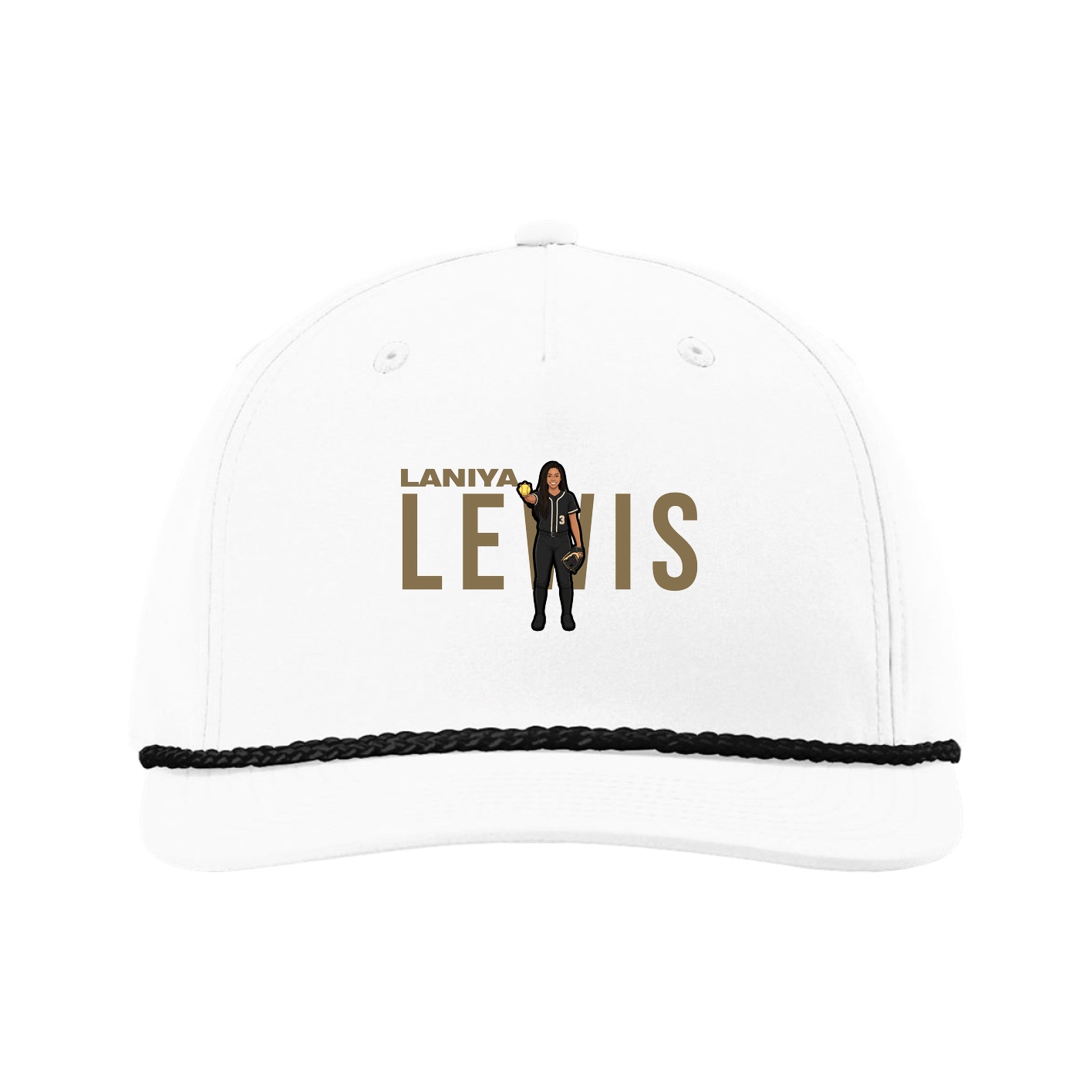 Five-Panel Classic Rope Cap — Player Name in White