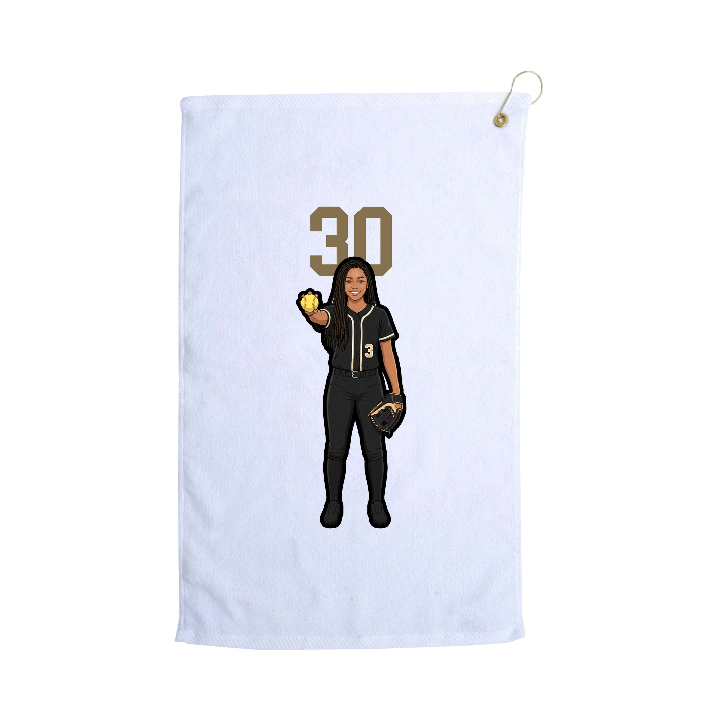 Golf Towel — Number Top in White