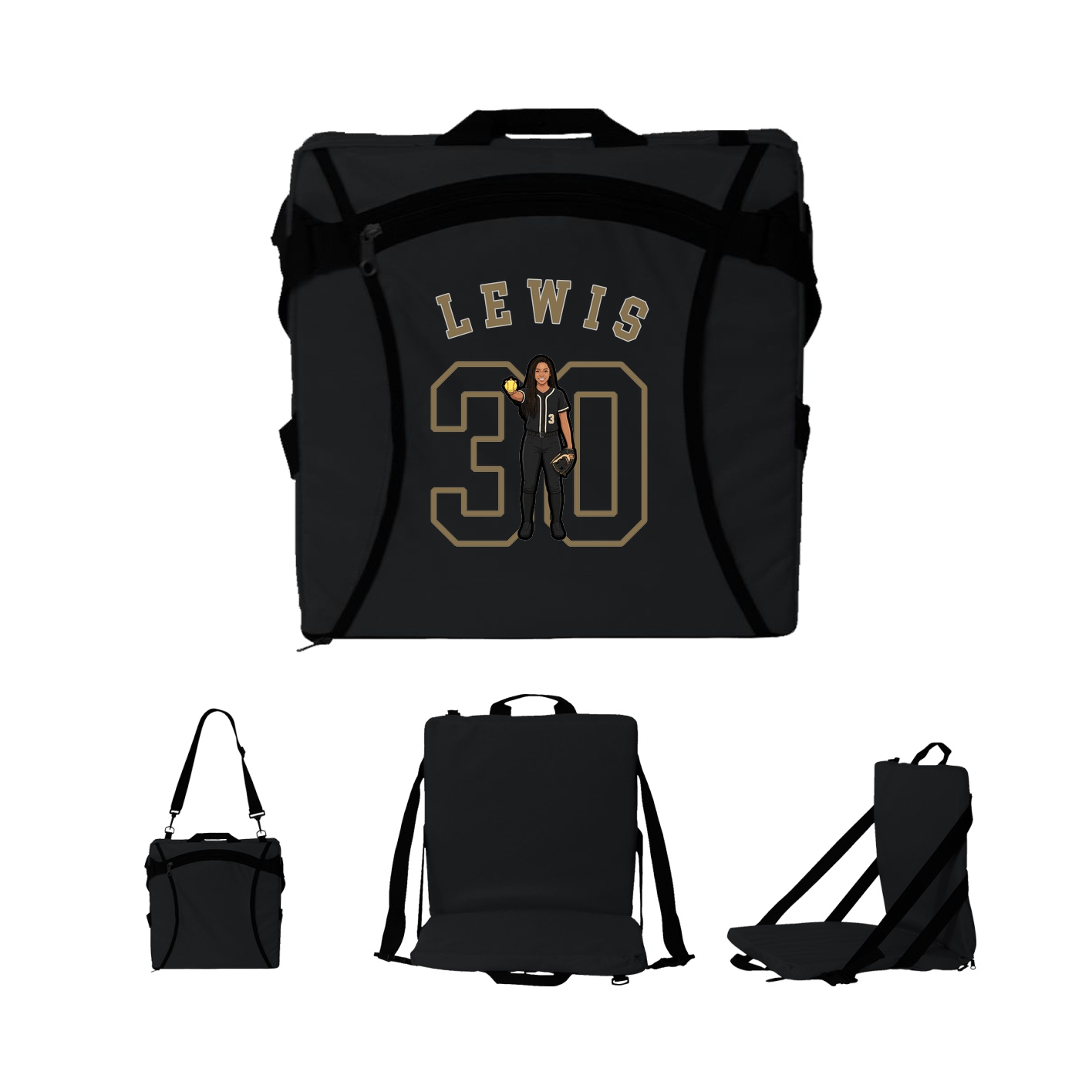 Folding Stadium Seat — Shirsey Arch in Black