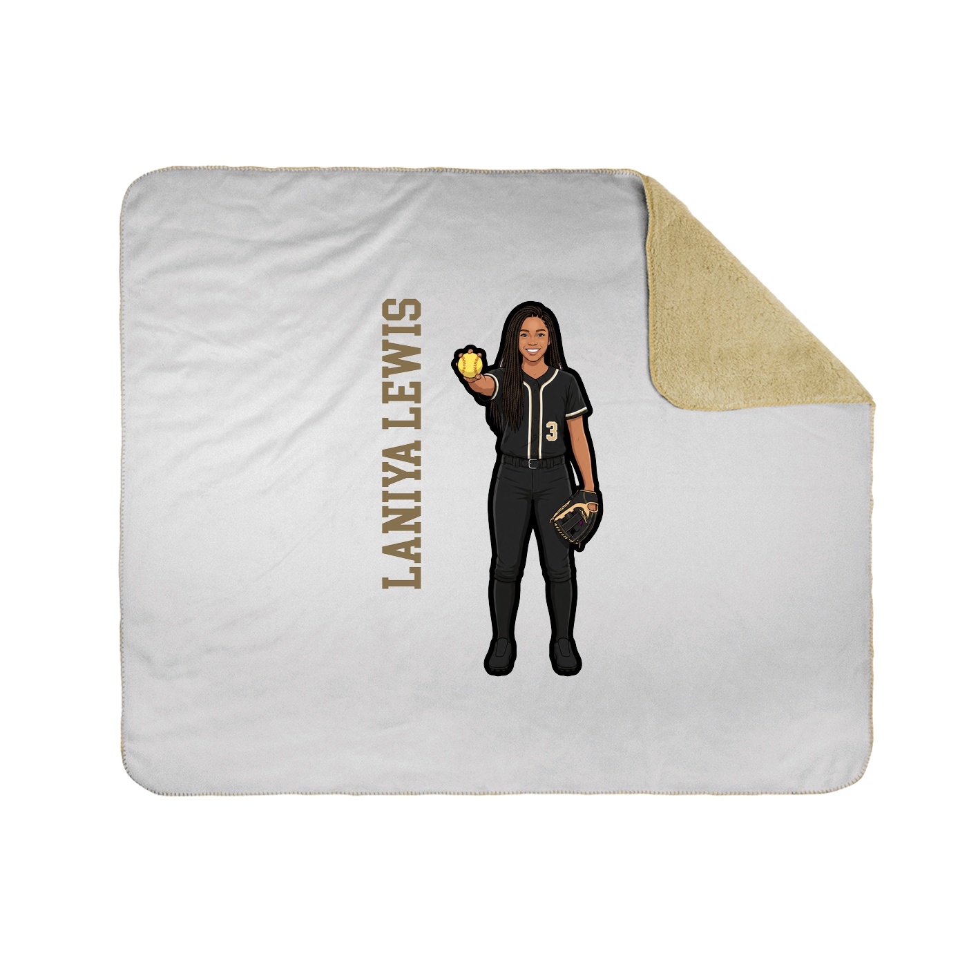 Throw Blanket — Name Vertical in White