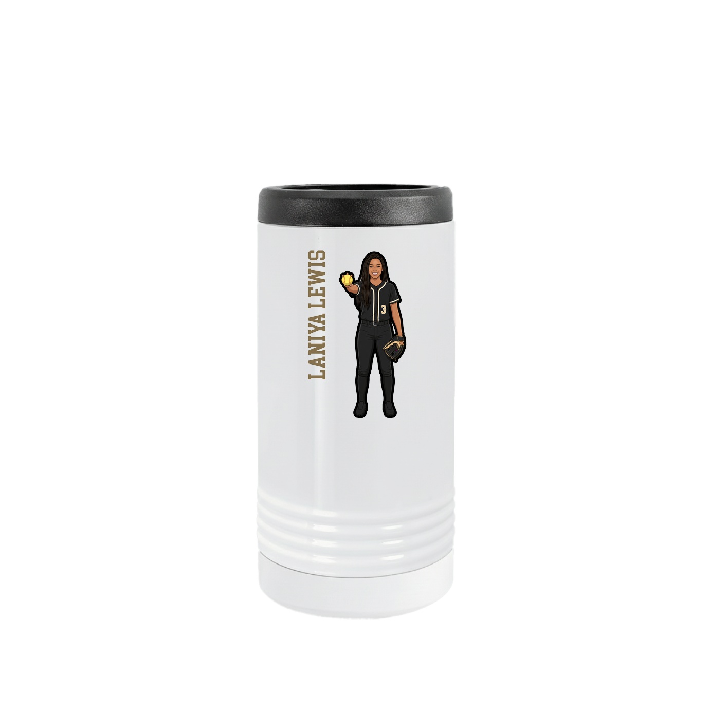Slim Beverage Holder — Name Vertical in White