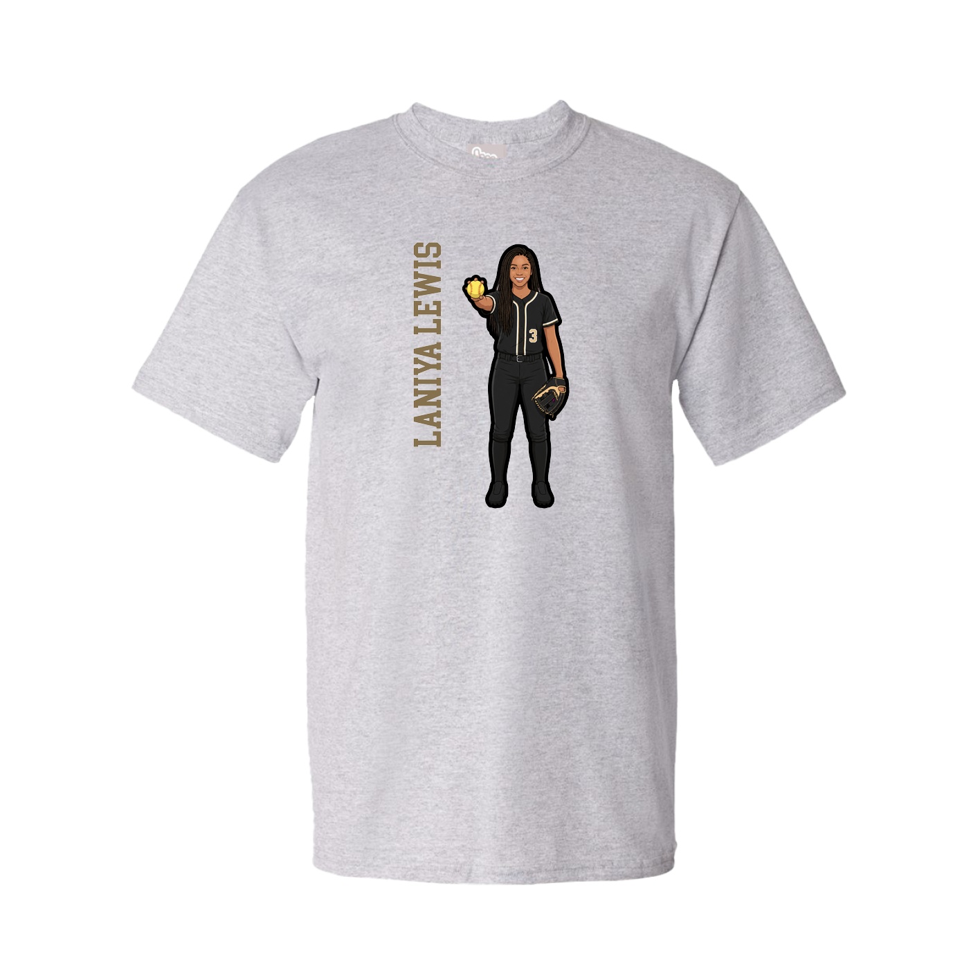 Tee — Name Vertical in Grey