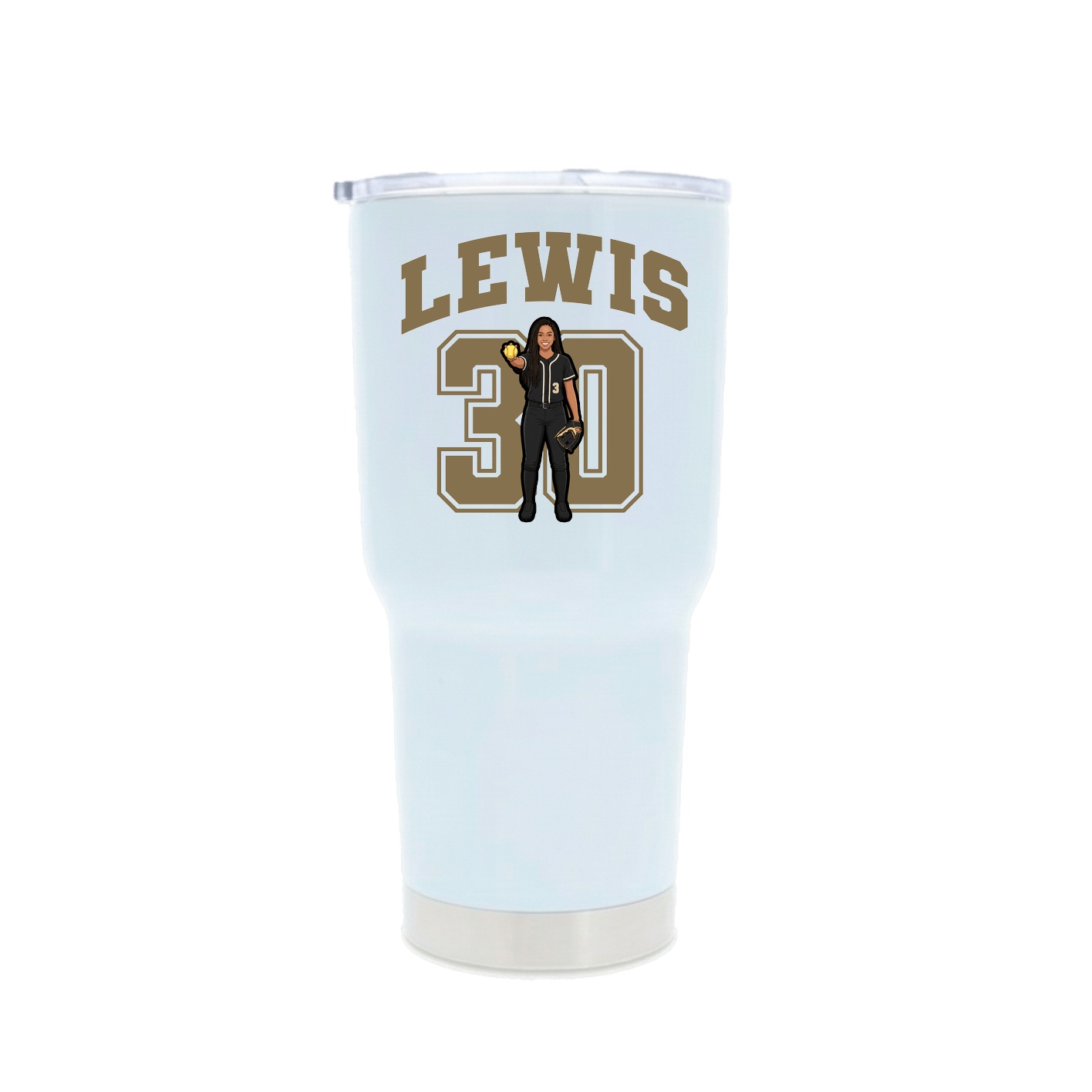 30oz Stainless Steel Tumbler — Number in White
