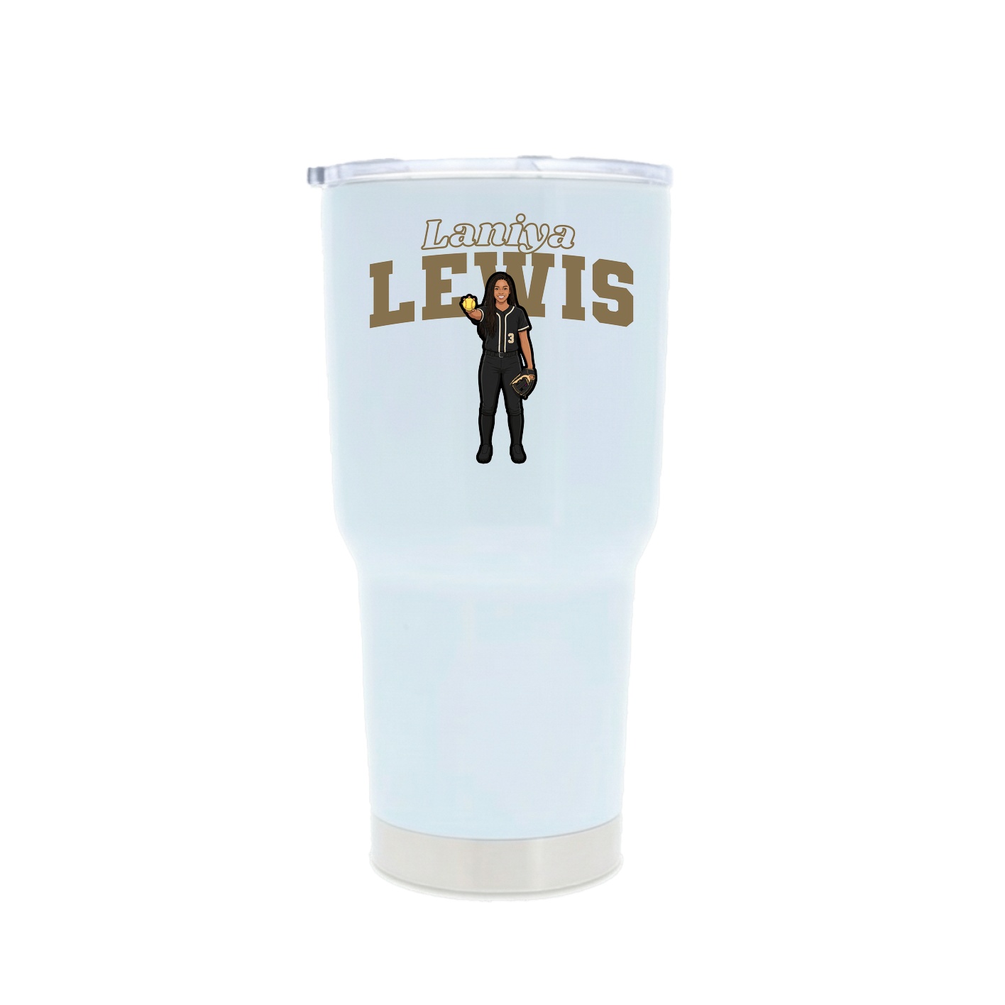 30oz Stainless Steel Tumbler — Name Arch in White