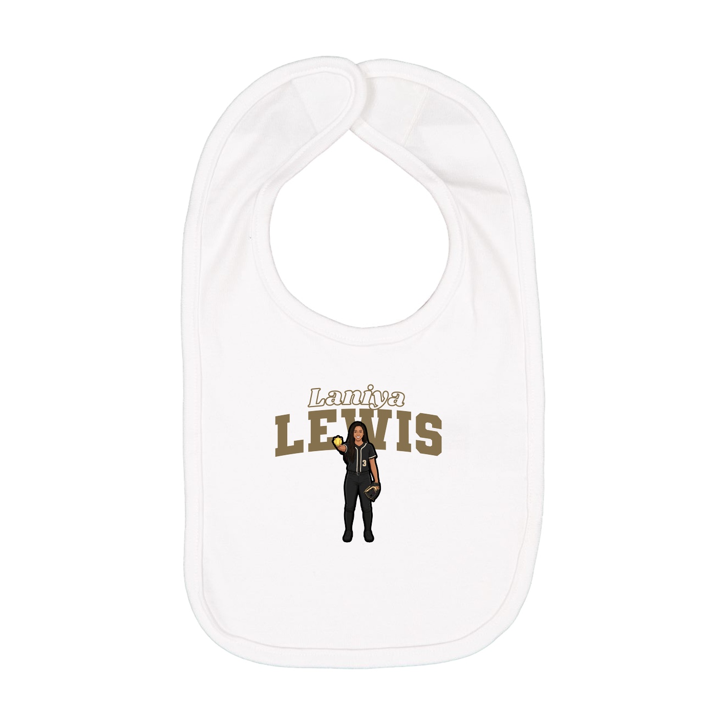 Infant Bib — Name Arch in White