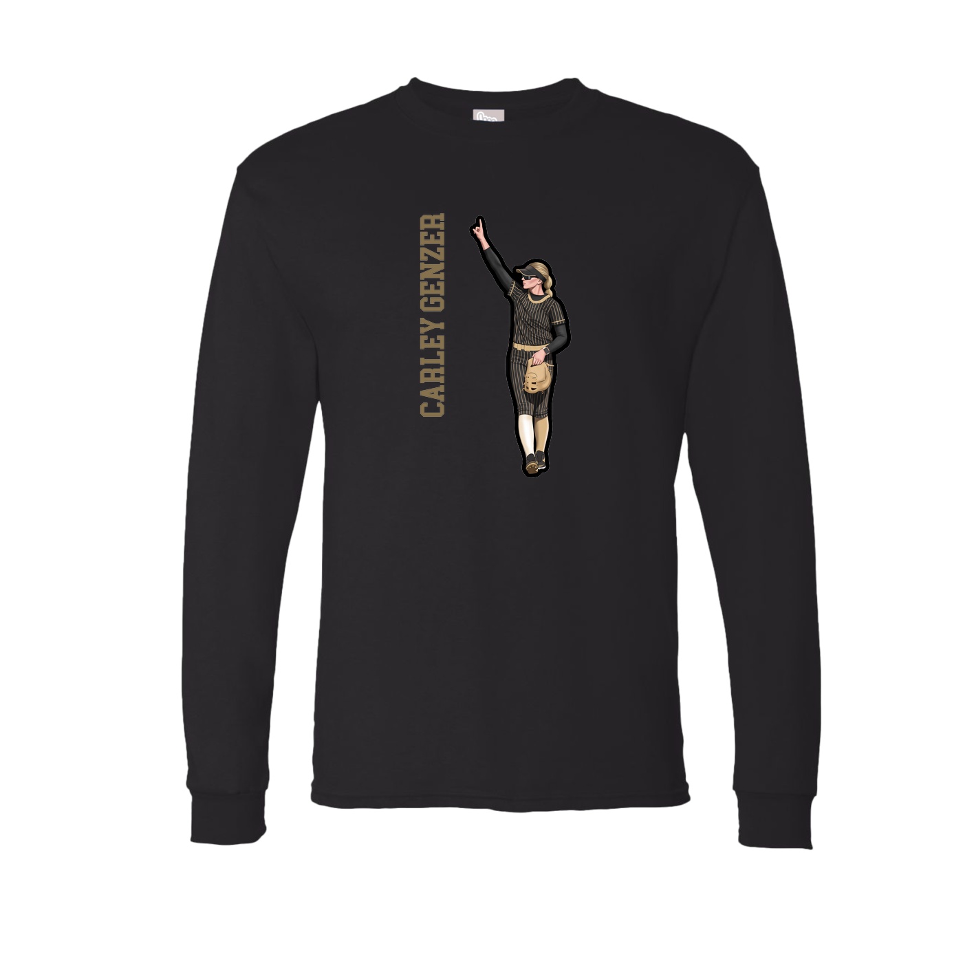 Long Sleeve Tee — Name Vertical in Black