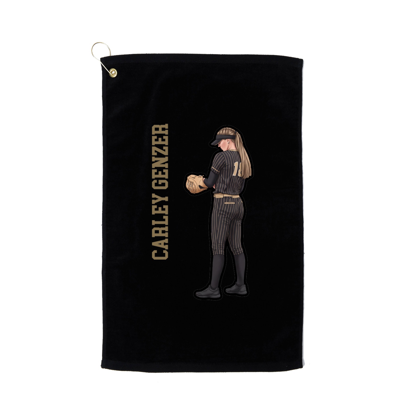 Golf Towel — Name Vertical in Black