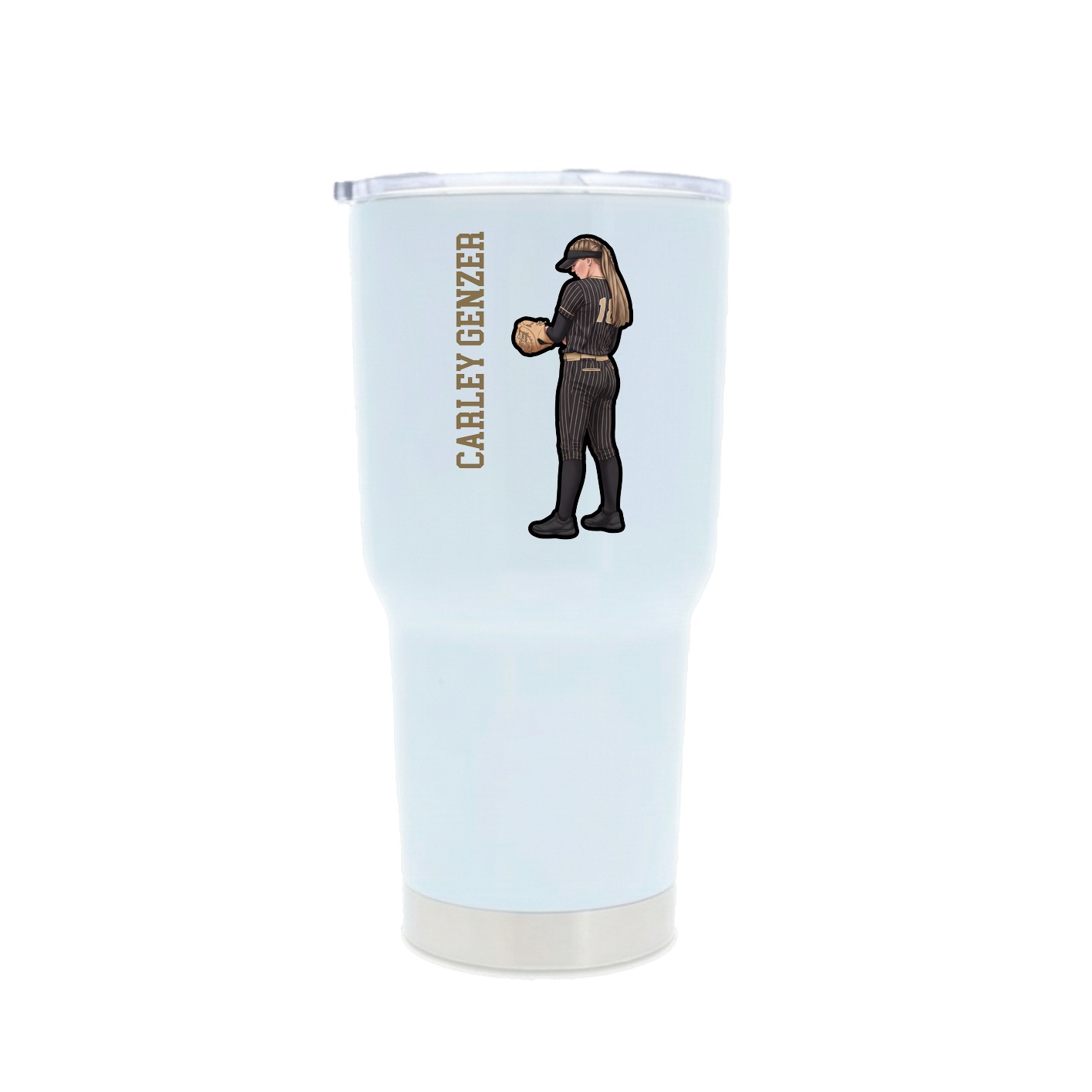 30oz Stainless Steel Tumbler — Name Vertical in White