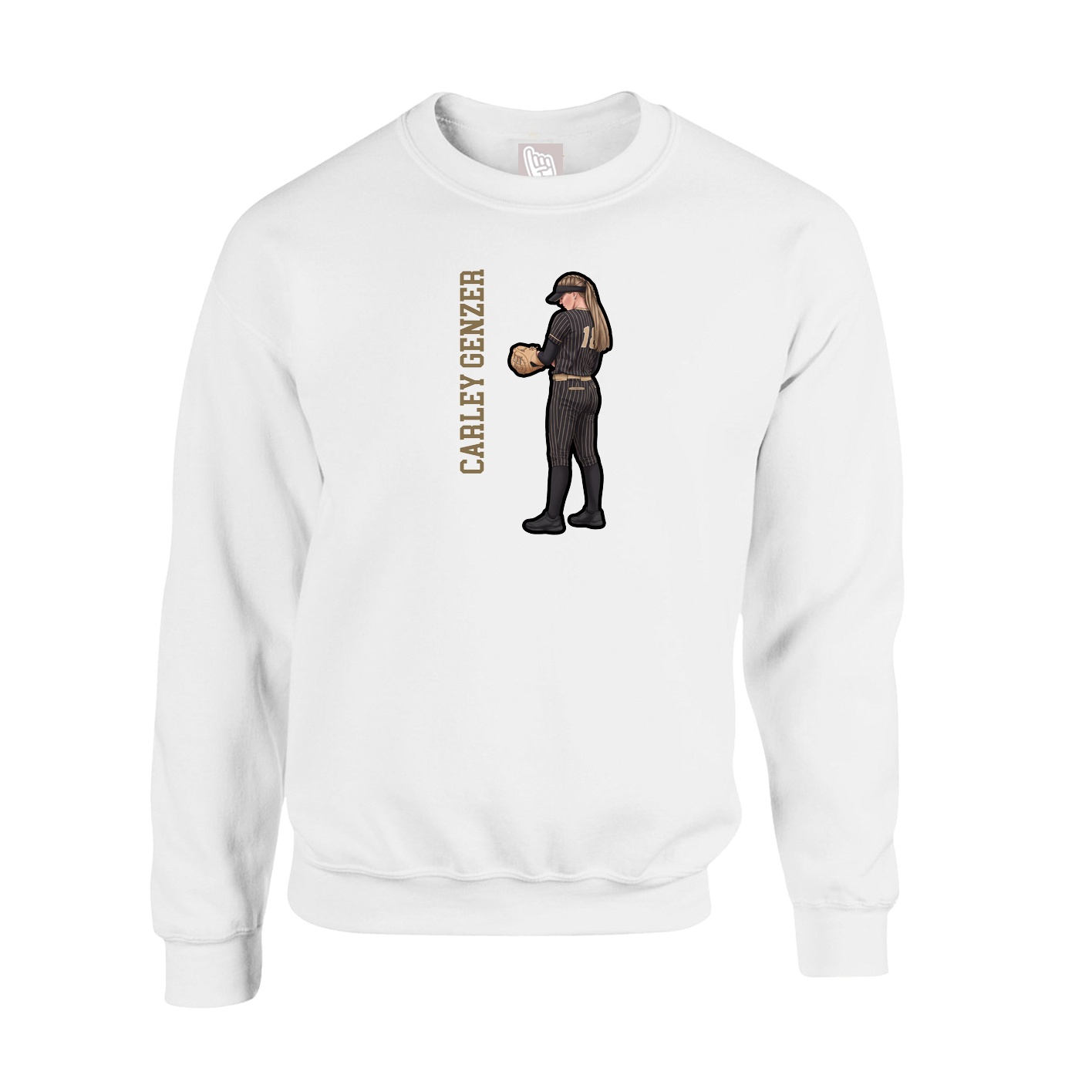 Fleece Crew — Name Vertical in White