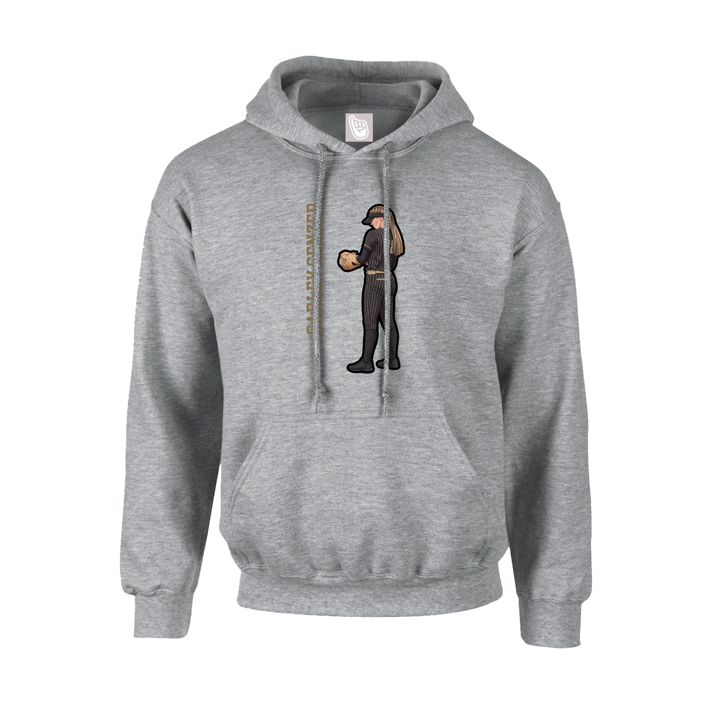 Youth Hoodie — Name Vertical in Grey